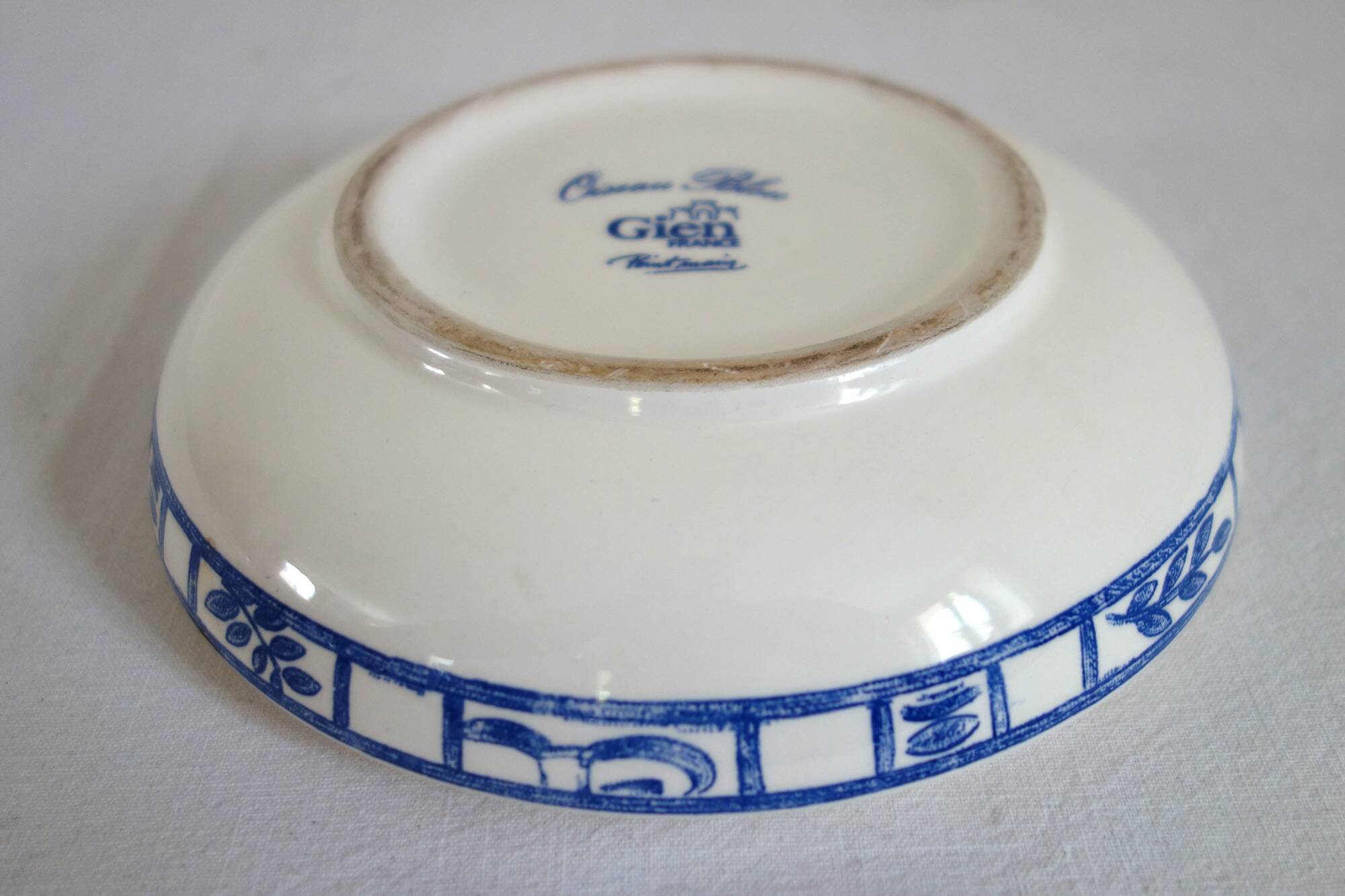 Gien earthenware candy box, vintage Blue Bird model