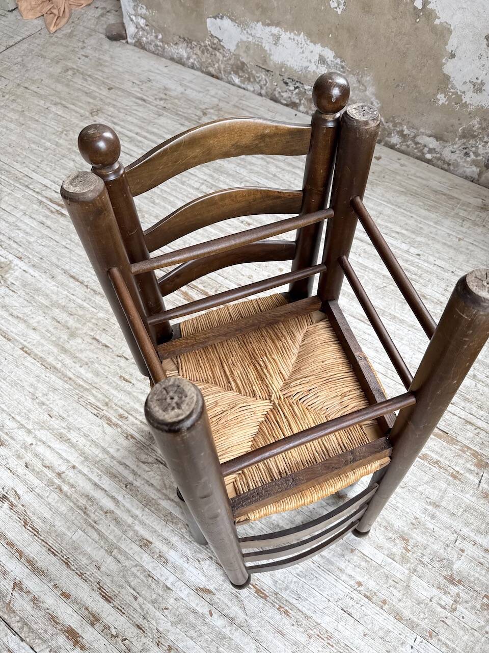 Straw chairs oak 1940s Dudouyt