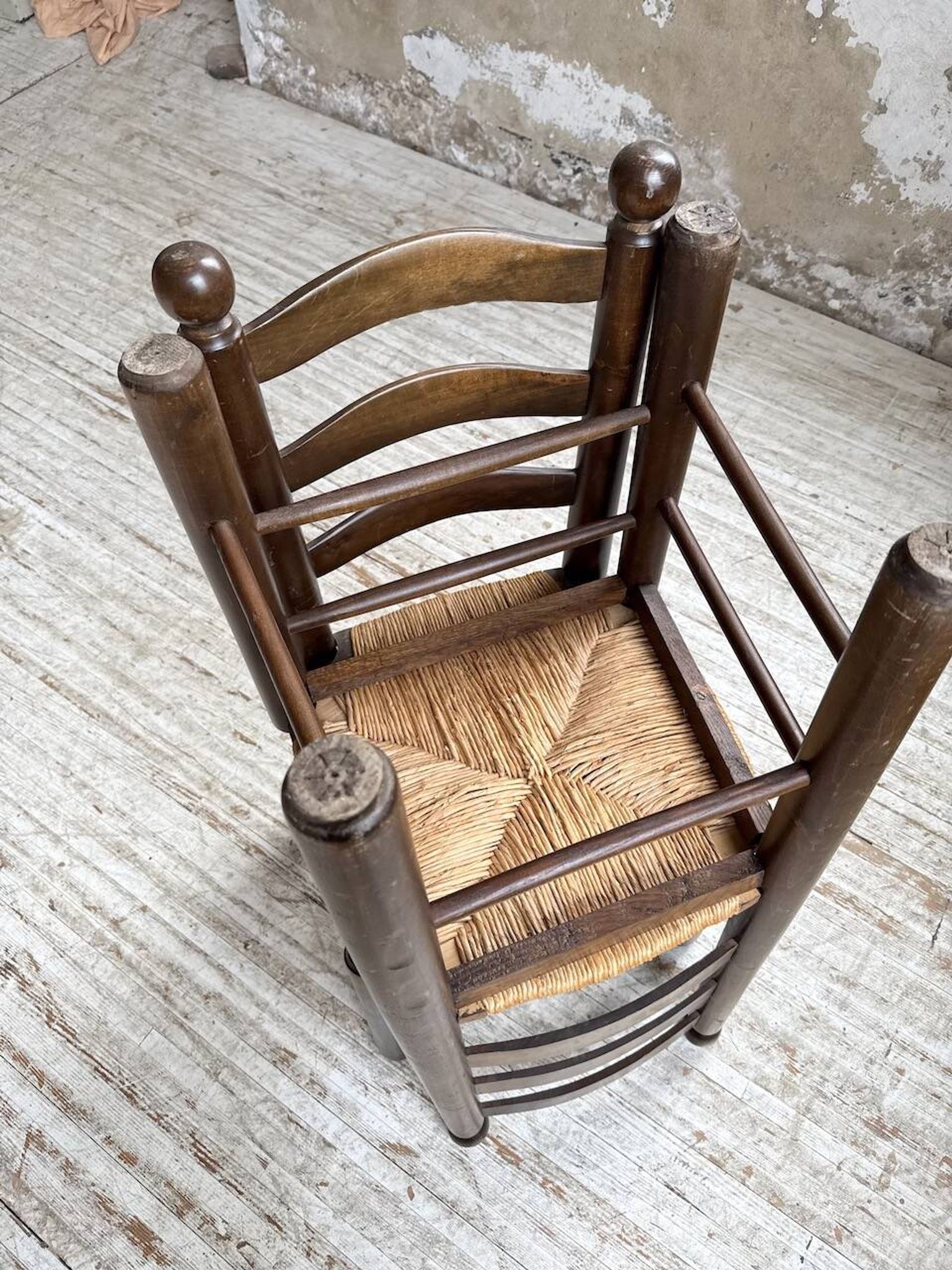 Straw chairs oak 1940s Dudouyt
