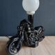 Vintage black ceramic motorcycle table lamp | Harley Davidson style