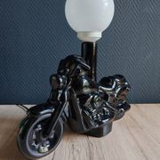 Vintage black ceramic motorcycle table lamp | Harley Davidson style
