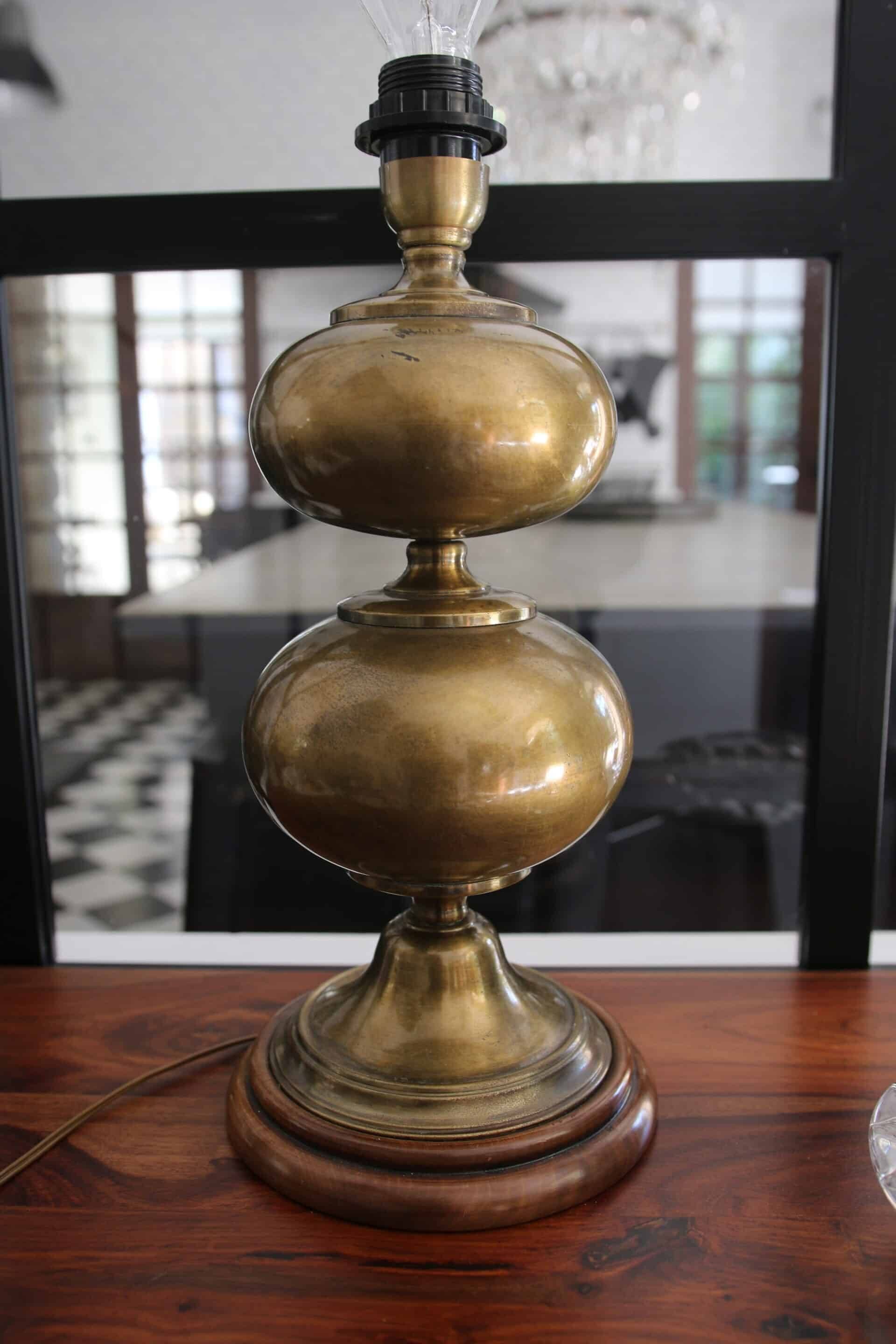 Vintage brass double globe lamp