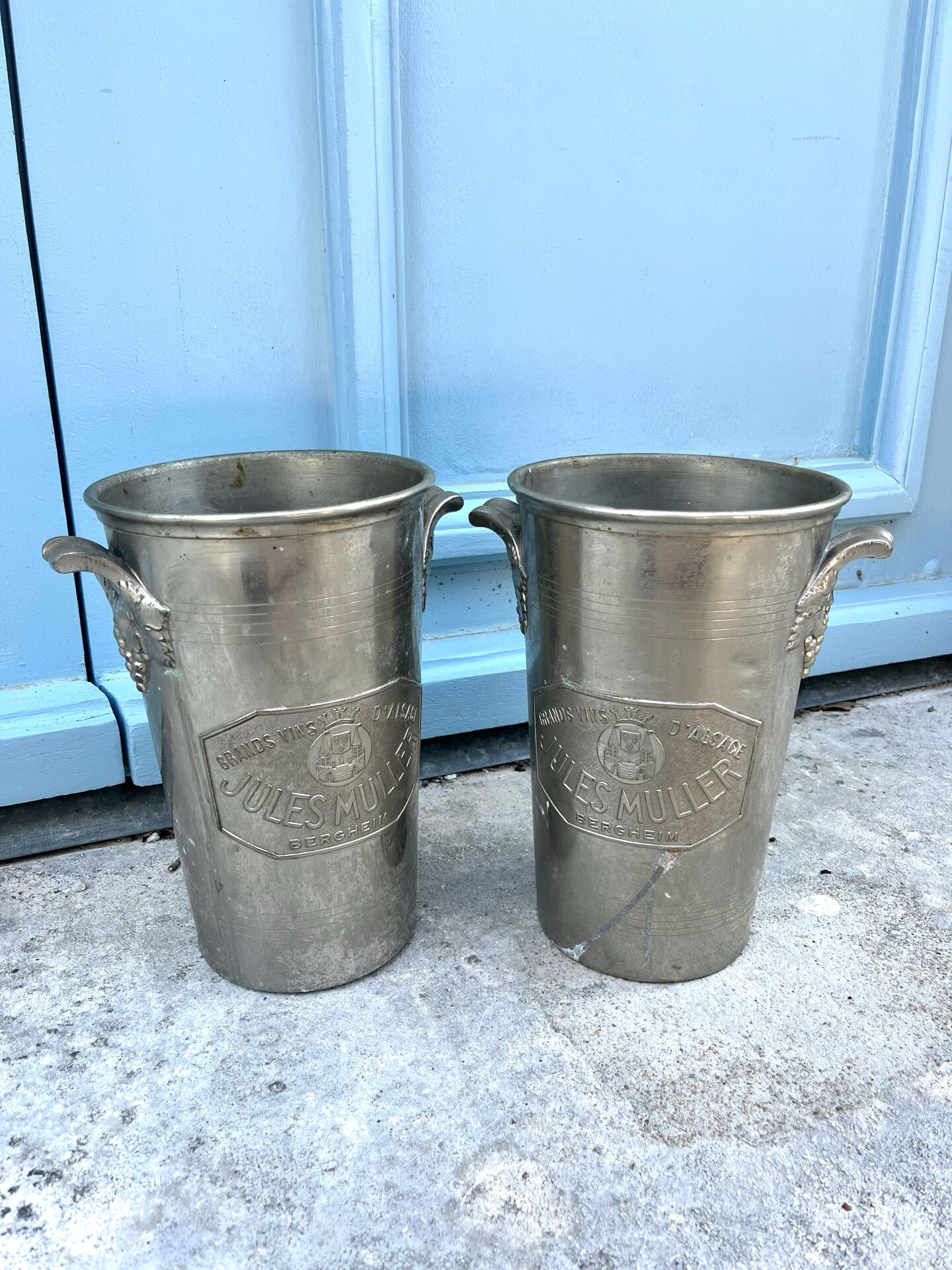 French wine cooler ice bucket set Jules Muller Berghiem argit