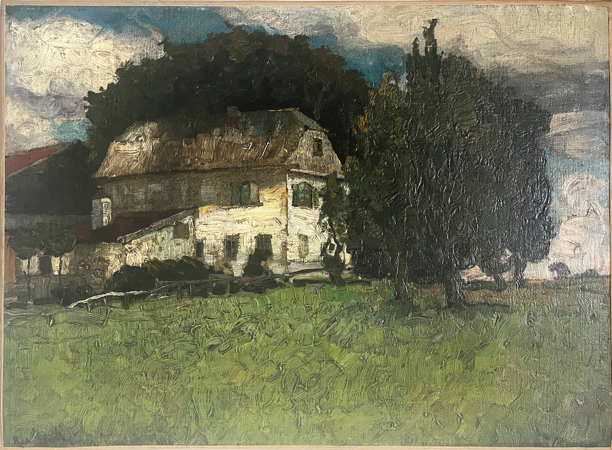 Tableau HST "Maison de campagne" éc. Allemande début XX° siècle