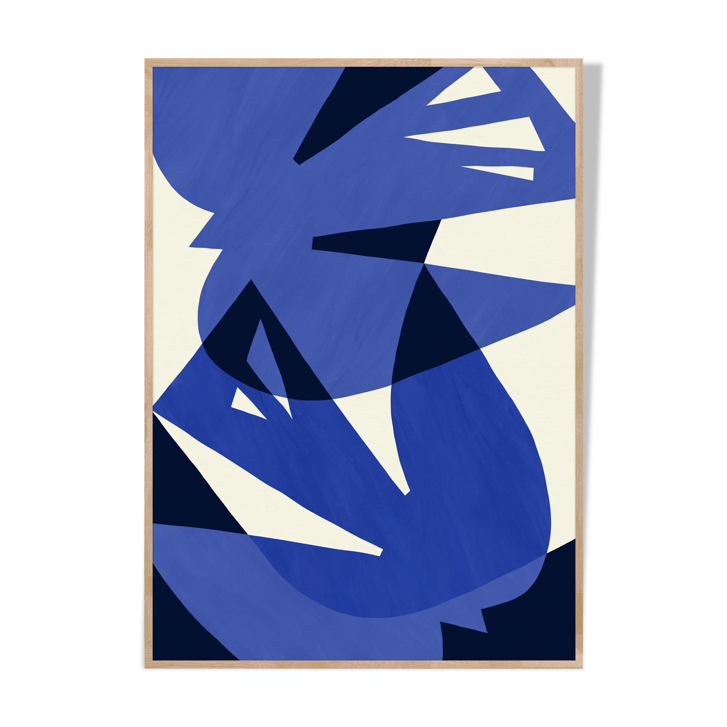 Affiche d'art oiseaux bleus 50 x 70 cm