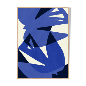 Affiche d'art oiseaux bleus 50 x 70 cm