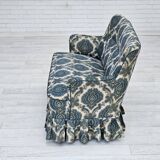 1970s, Danish 2-seater sofa, blue/white furniture fabric, beech wood.