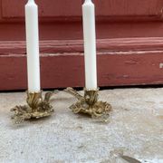Pair of hand candlesticks / bronze candle holders