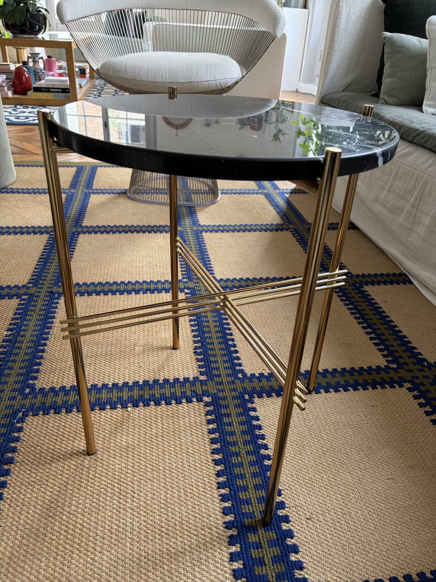 Nero Marquina marble coffee table Gubi