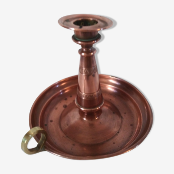 Candlestick in red copper and brass