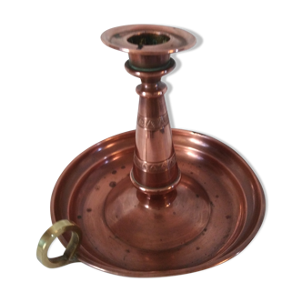 Candlestick in red copper and brass