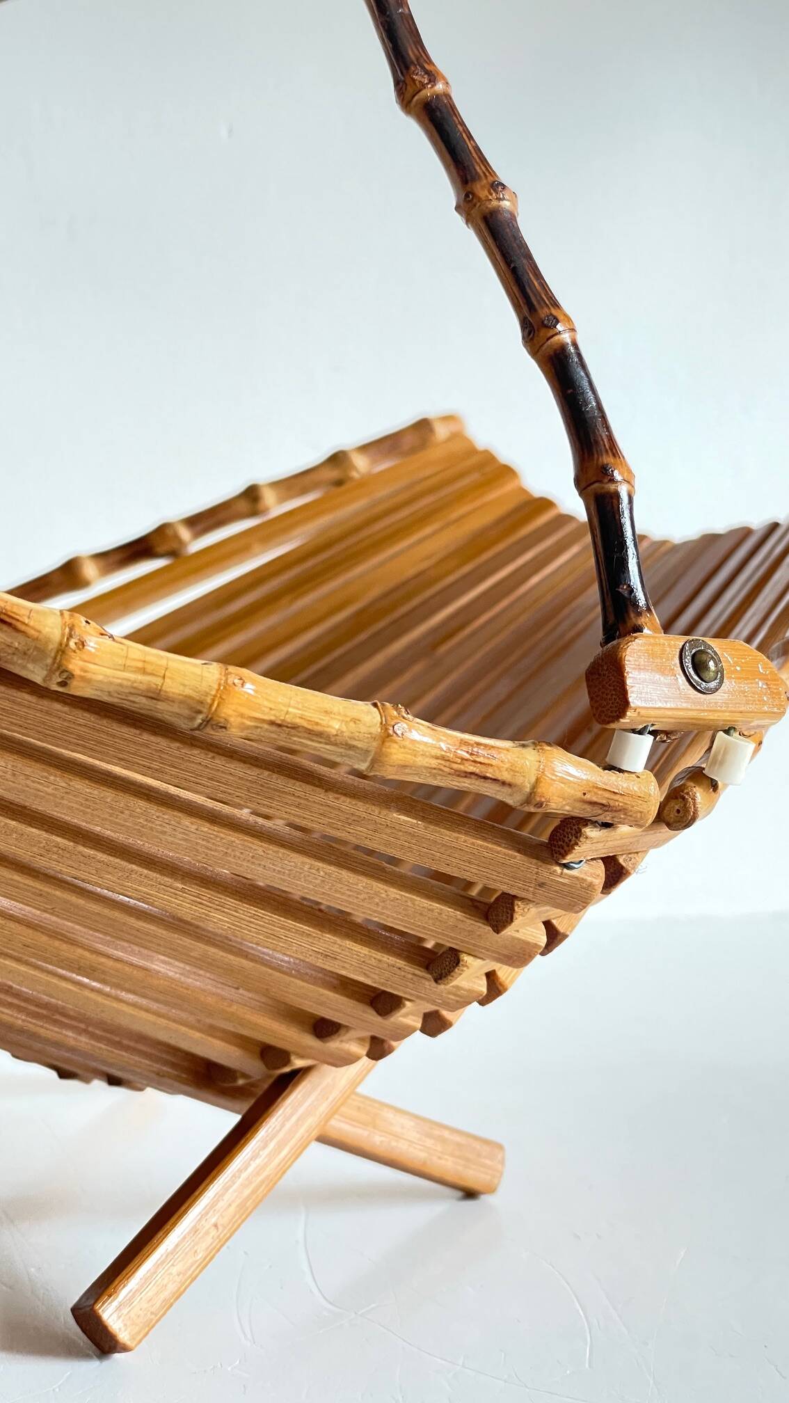 VINTAGE Wooden and Bamboo Fruit CUT BASKET