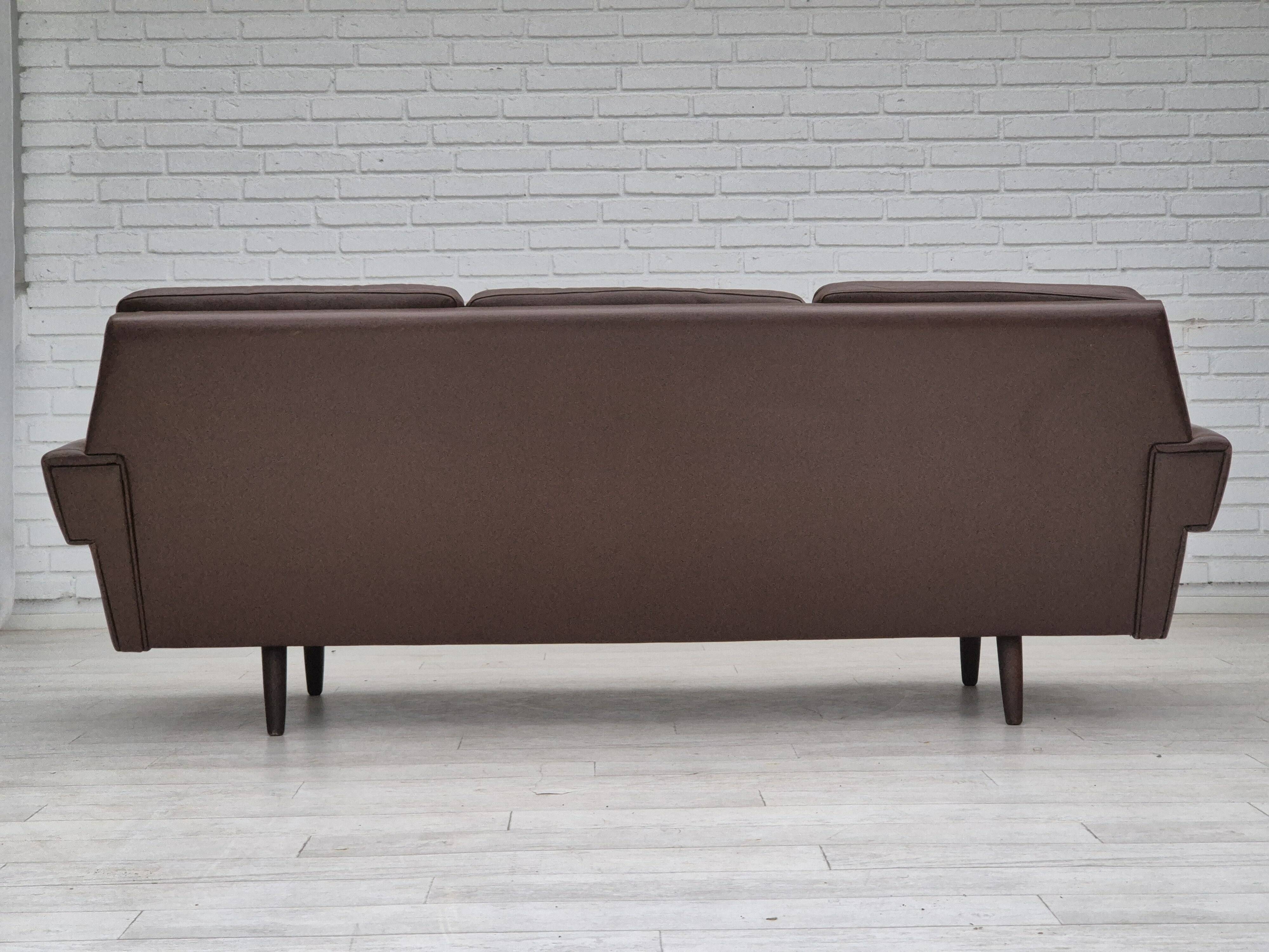1970s, Danish 3-seater sofa, original brown leather.