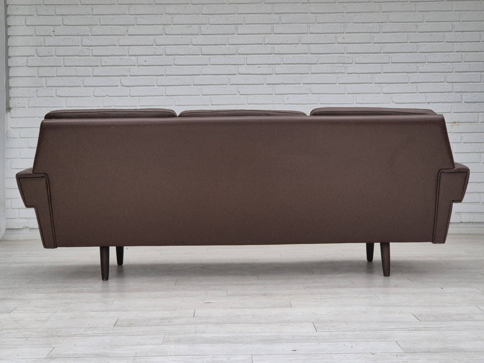 1970s, Danish 3-seater sofa, original brown leather.