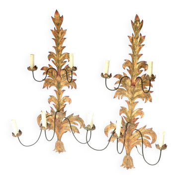 Pair of painted sheet metal wall lights XXth 1970 Italy