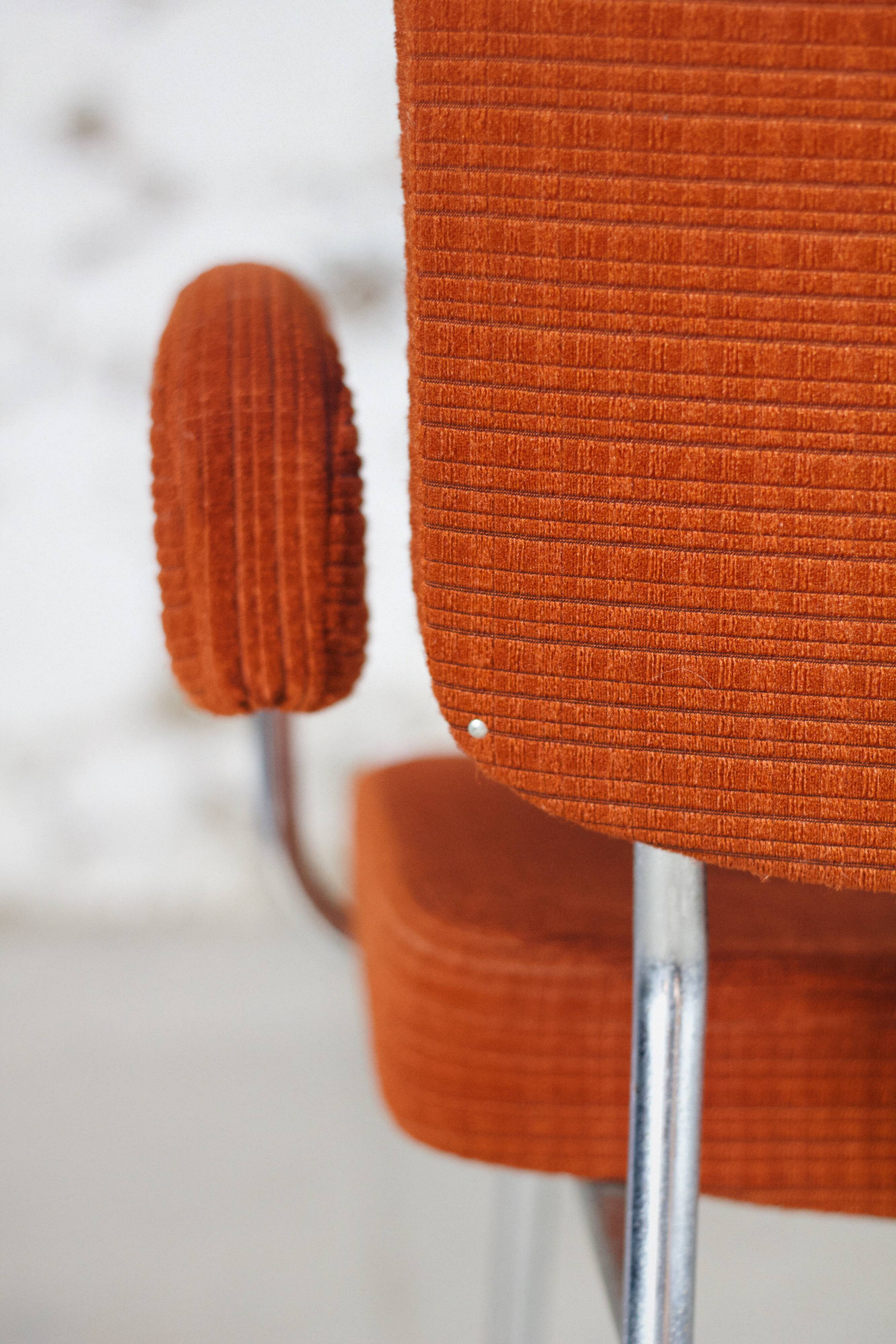 Vintage orange velvet armchair, 1970