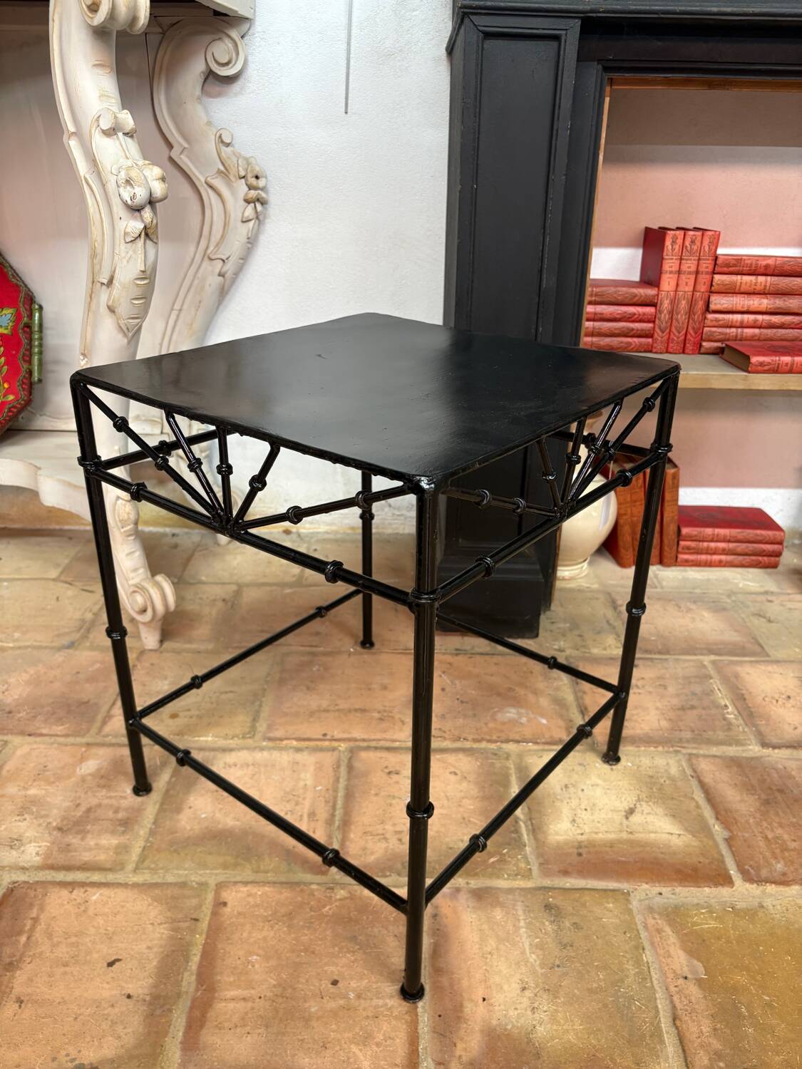 Pair of wrought iron side tables