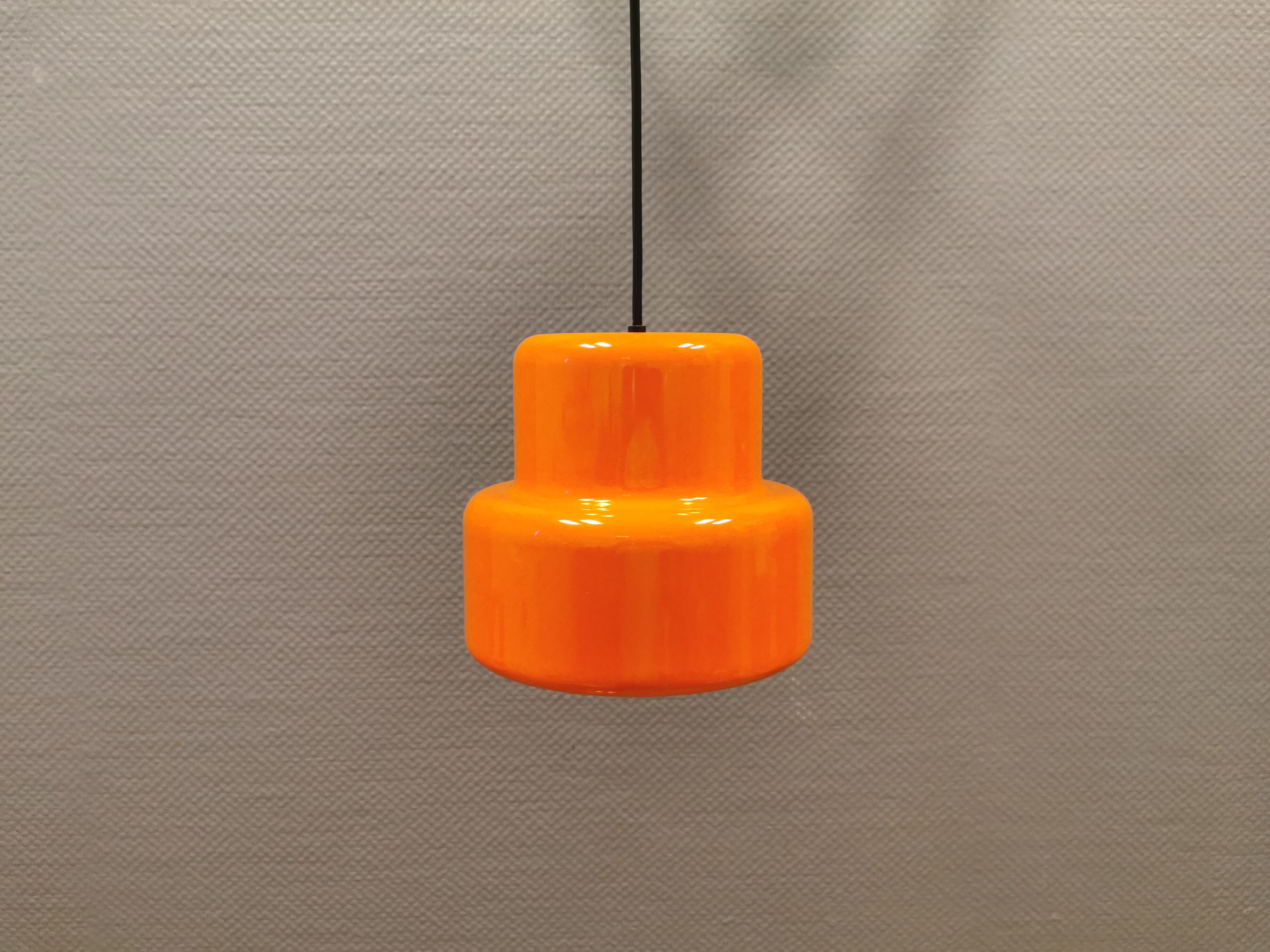 Mini poker hanging lamp in orange original colour  Jo Hammerborg