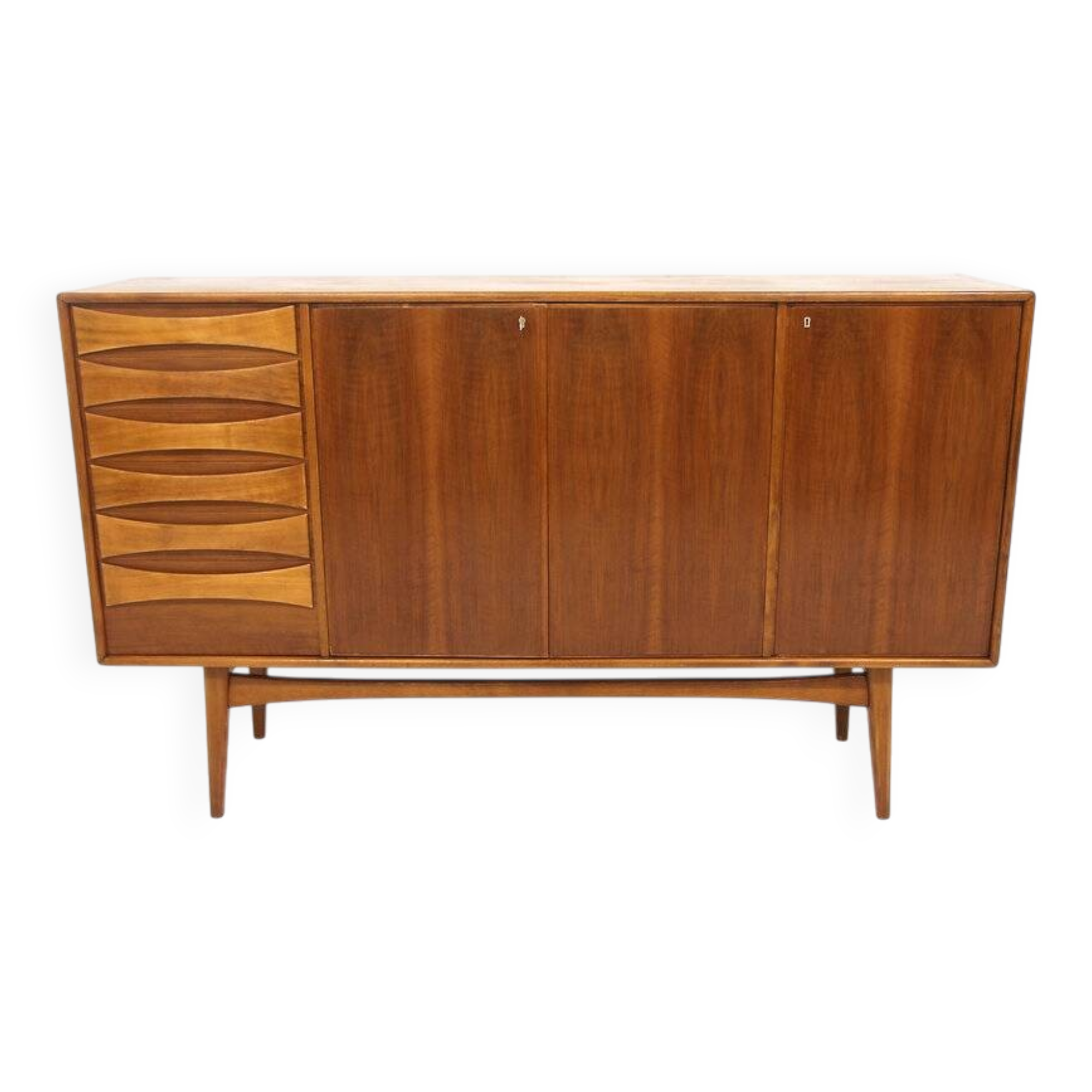 Enfilade scandinave en noyer, Möbelfabrik Linen, Horda, Suède, 1960