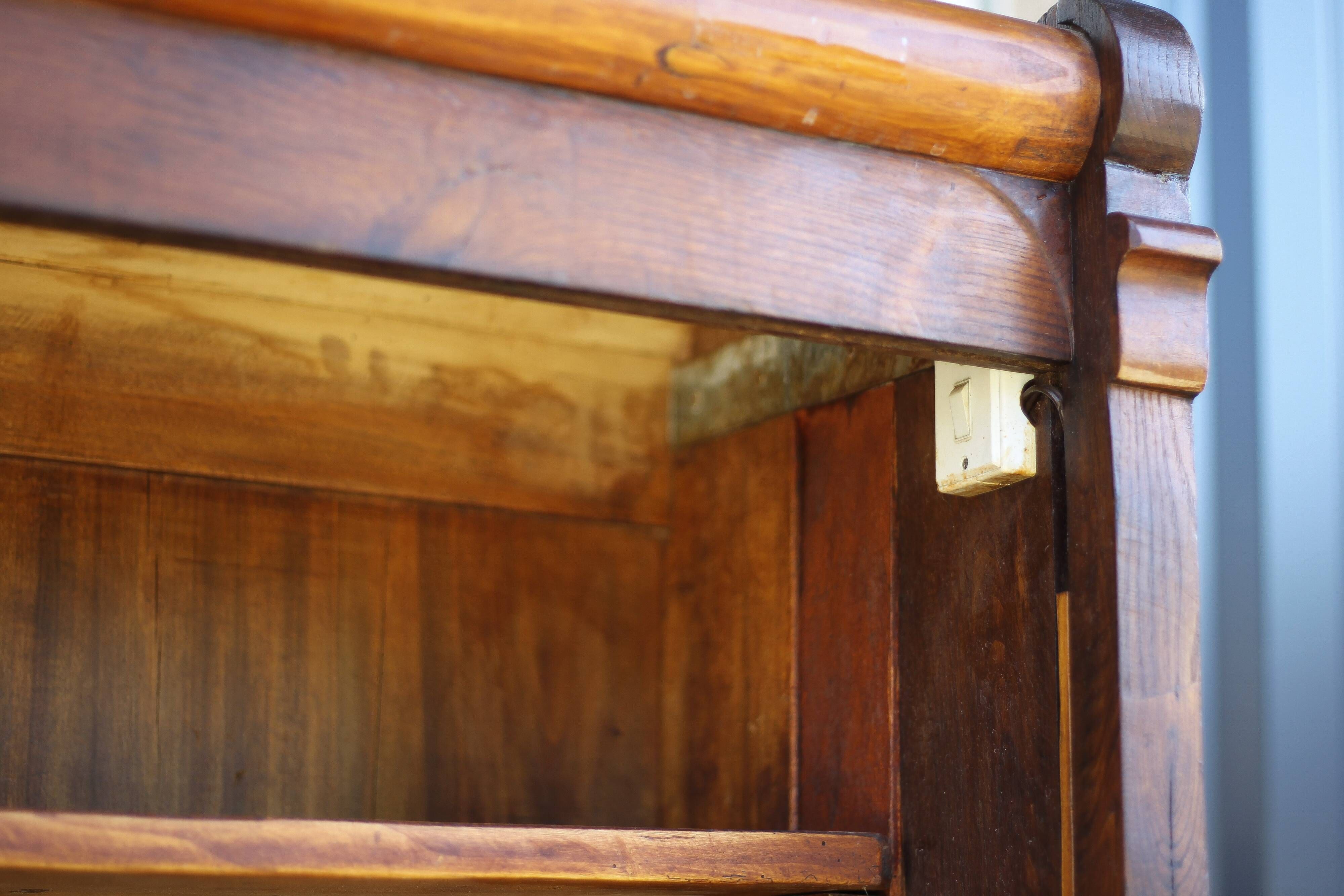 Handcrafted wooden bar, mirror bar and marble slab, wooden furniture