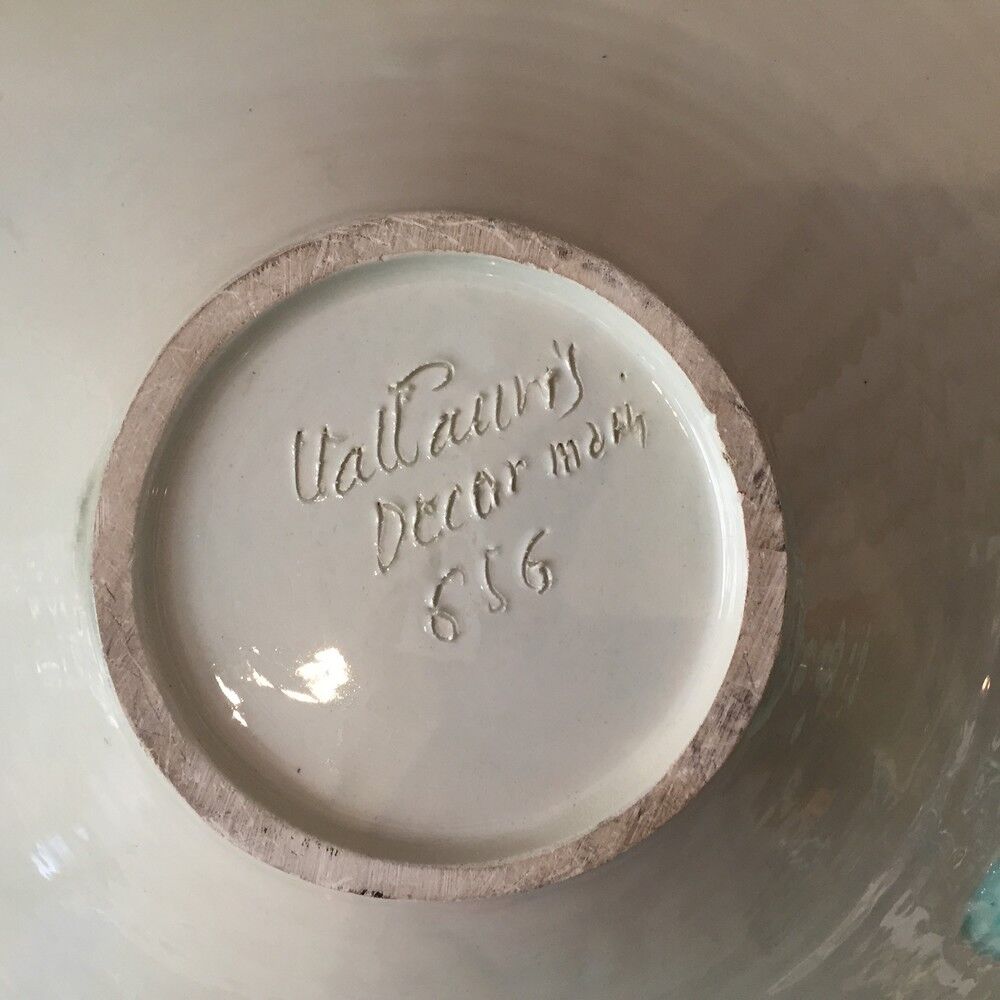 Fruit cup in vintage vallauris ceramic parrot foliage