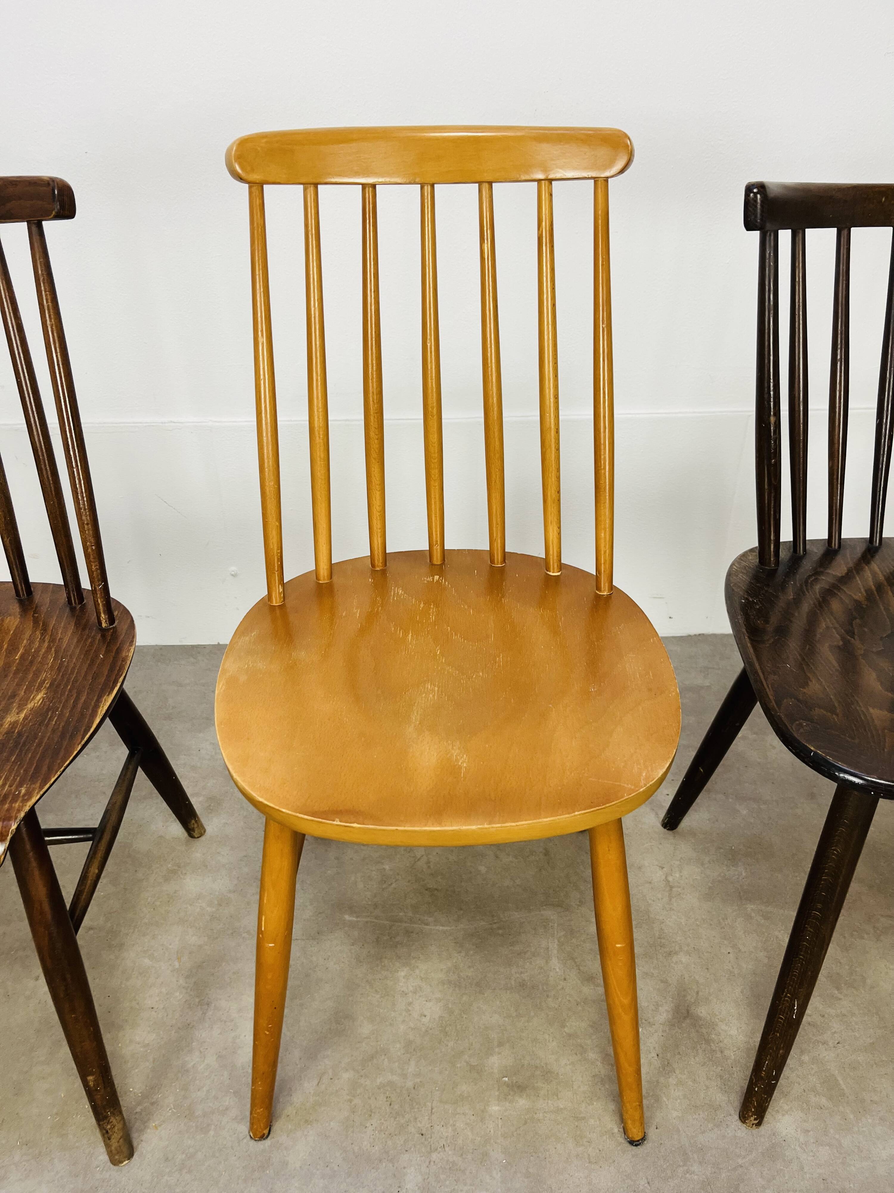 4 Scandinavian chairs with bars from the 60s