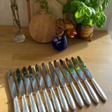 12 large Christofle Ribbons silver metal knives