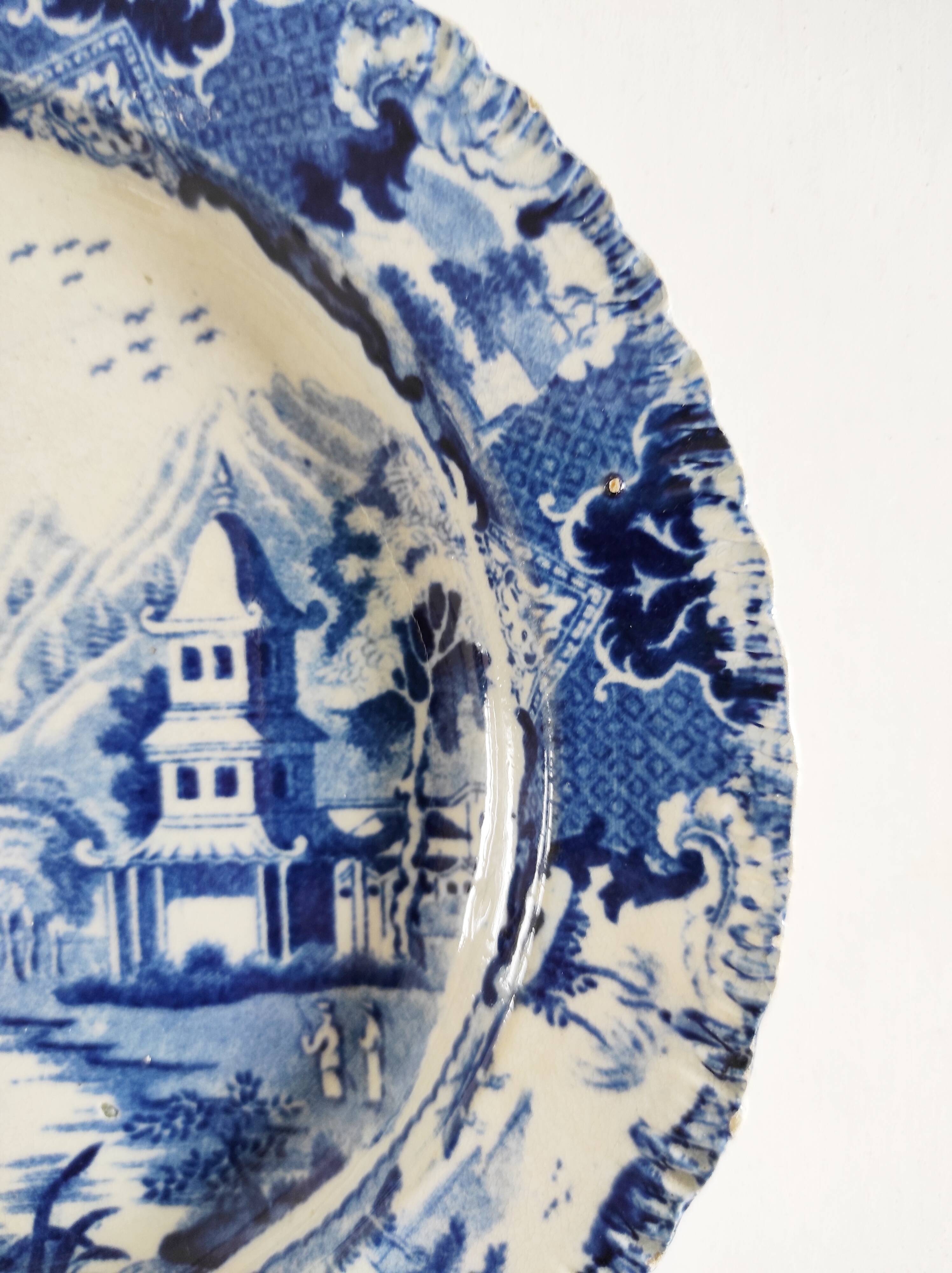 Calais earthenware 4 pagoda plates