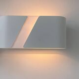 Pair of wall lights in matt white metal and perspex, Holland 1980