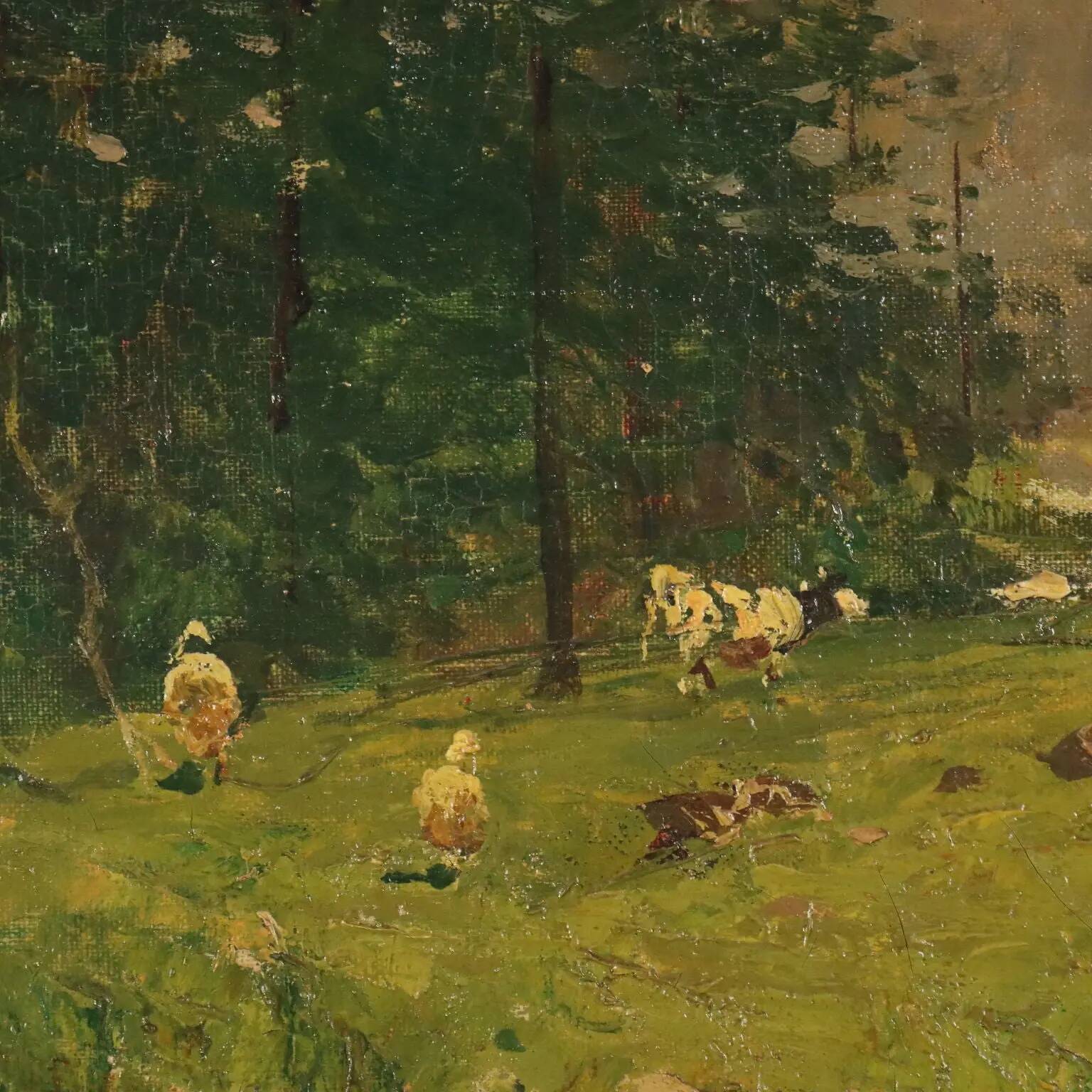 Ancient painting by Giuseppe Buscaglione, oil on canvas, 19th century.