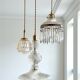 Suspension cascade triple Holophanes and vintage pendants