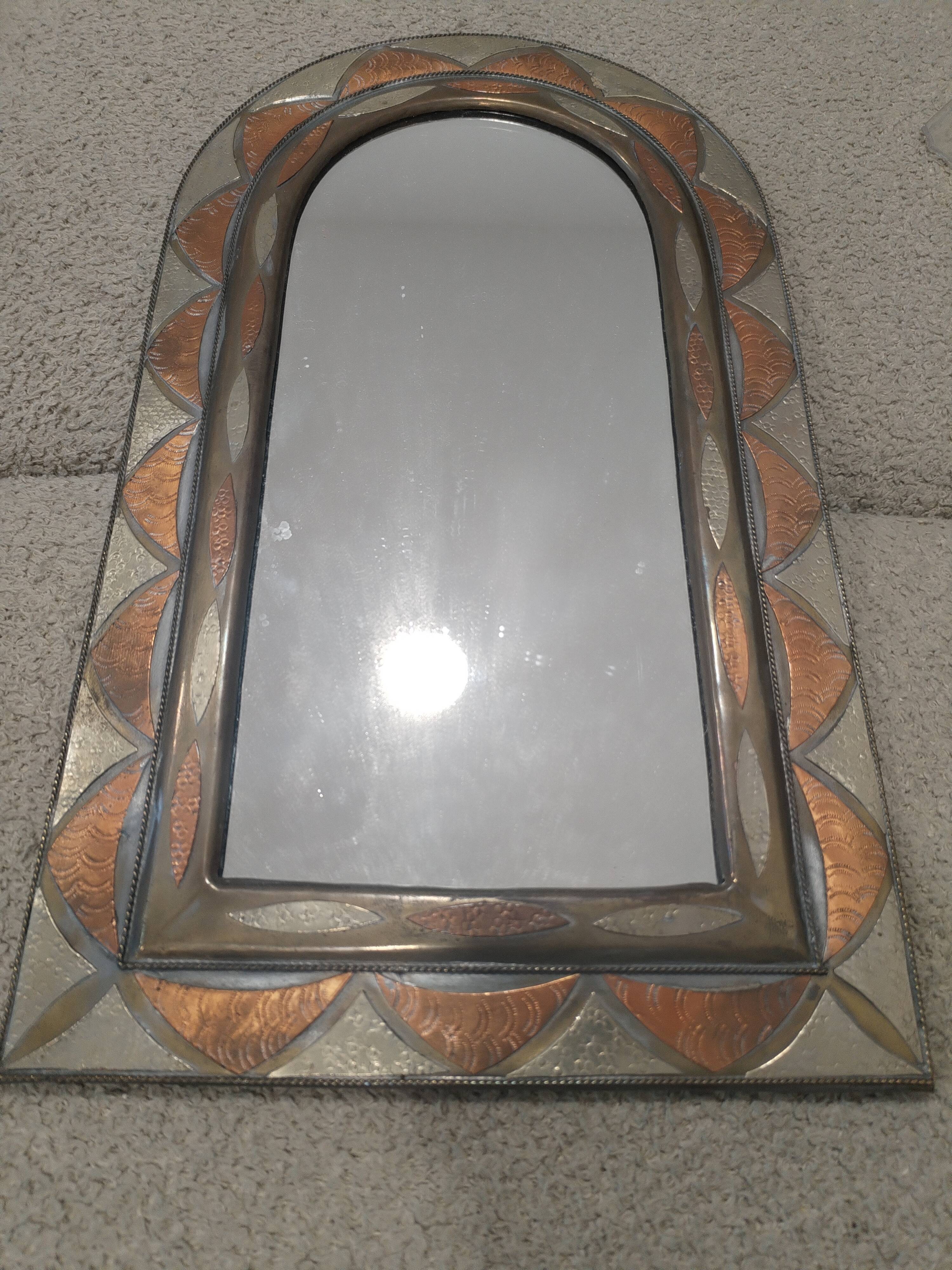 Brass and copper mirror