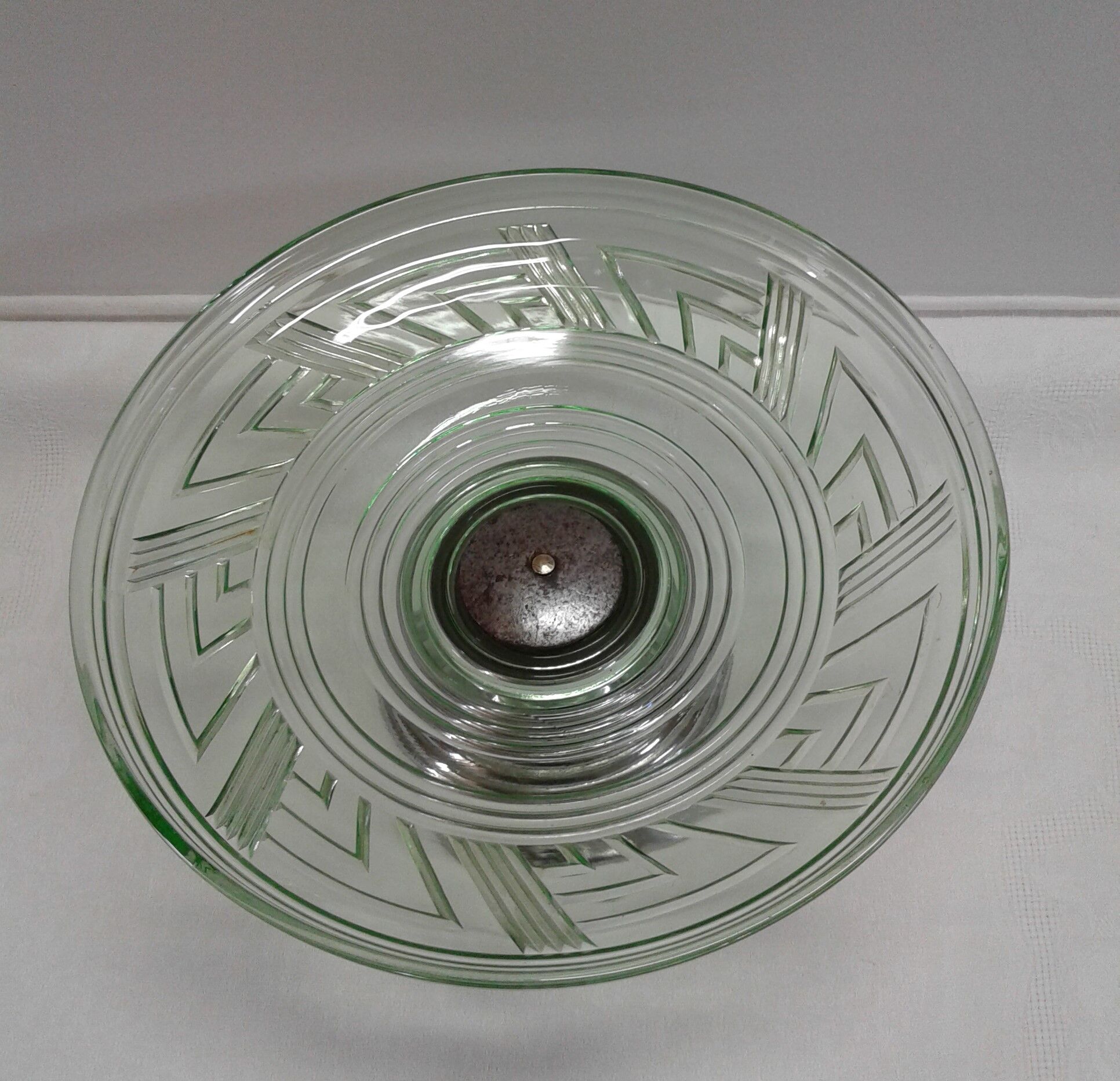 Cut glass and metal deco