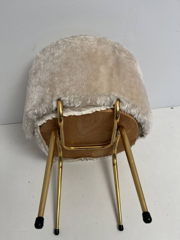 Fauteuil chaise  vintage 1960 moumoute
