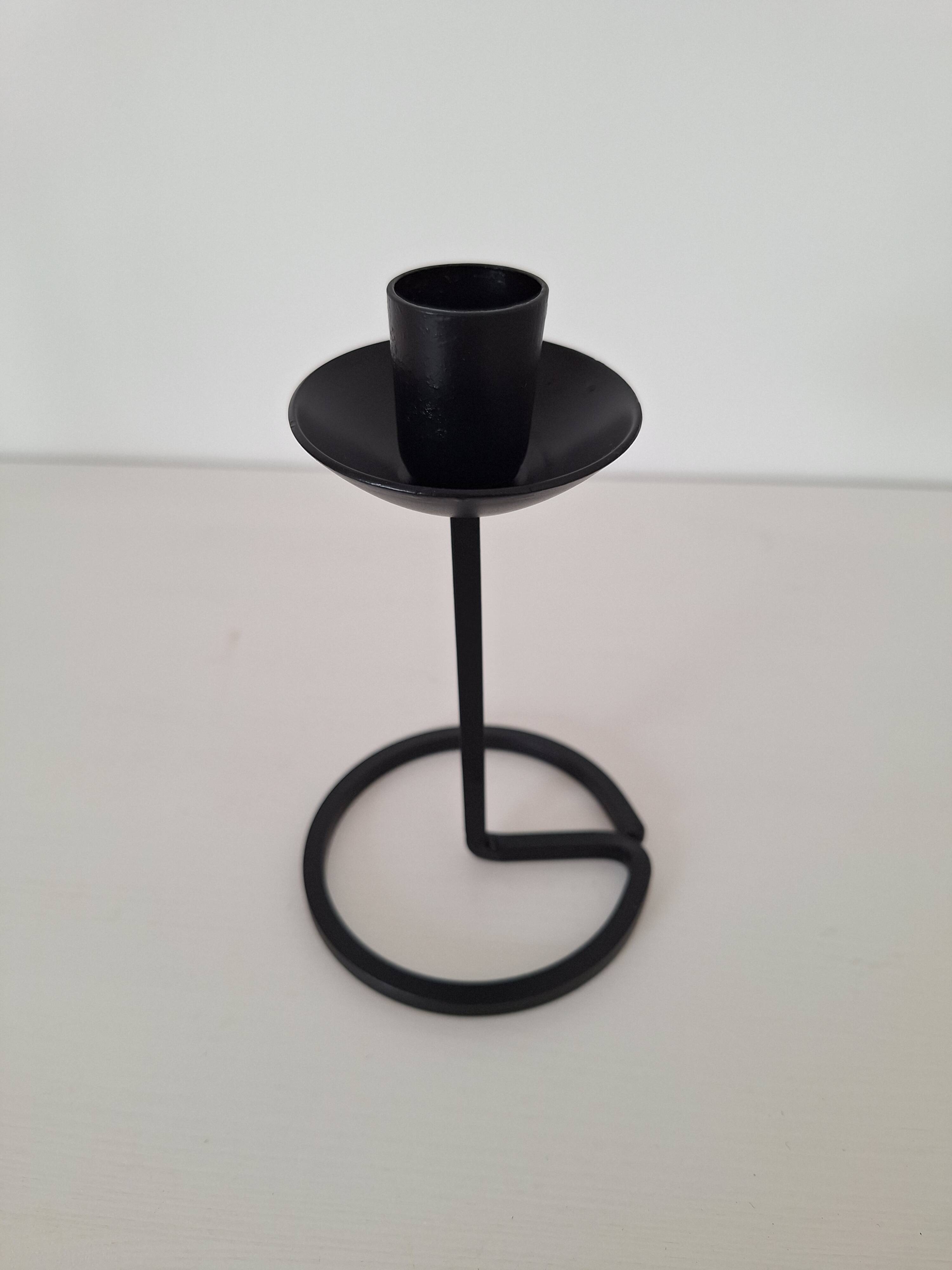 Black wrought iron candle holder