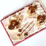 Trio of salty swans in Limoges porcelain, 50s