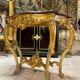Console 4 legs Louis XV style Gilded wood period Napoleon III Griotte marble top