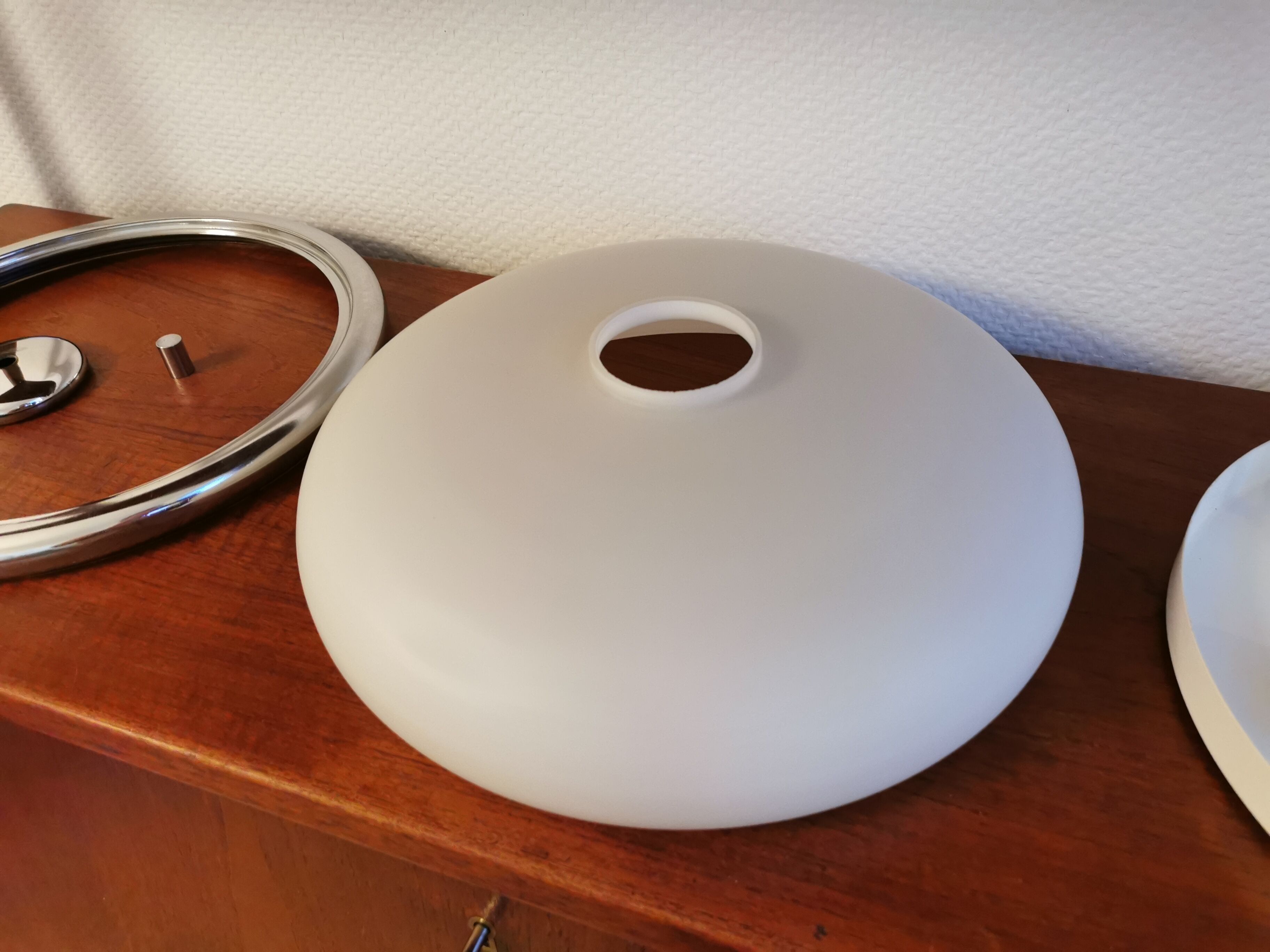 Vintage ceiling lamp in opaline design 70