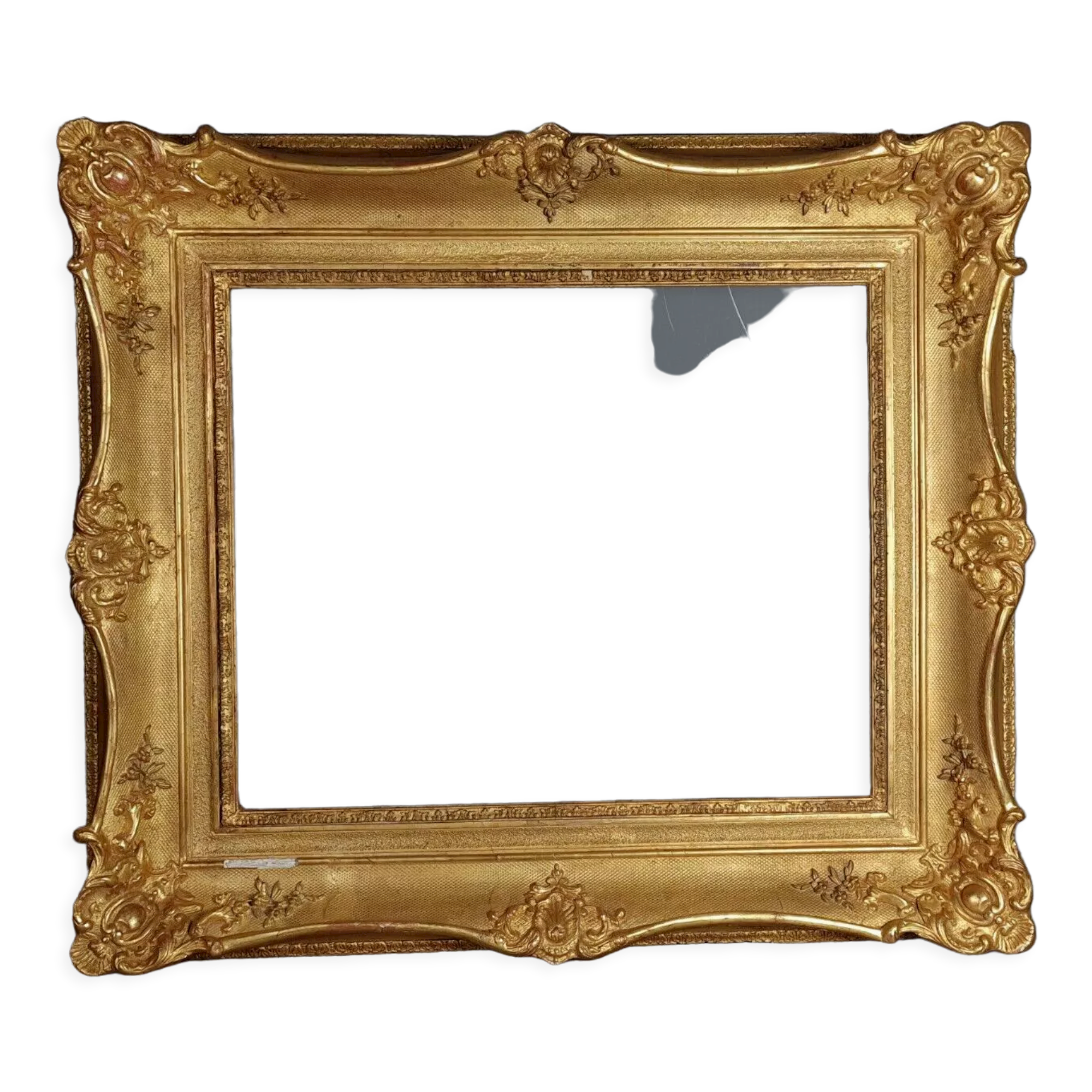 Cadre XIXe siècle style Louis XV bois stuc doré d'origine 66x57 feuillure 47x39 cm SB