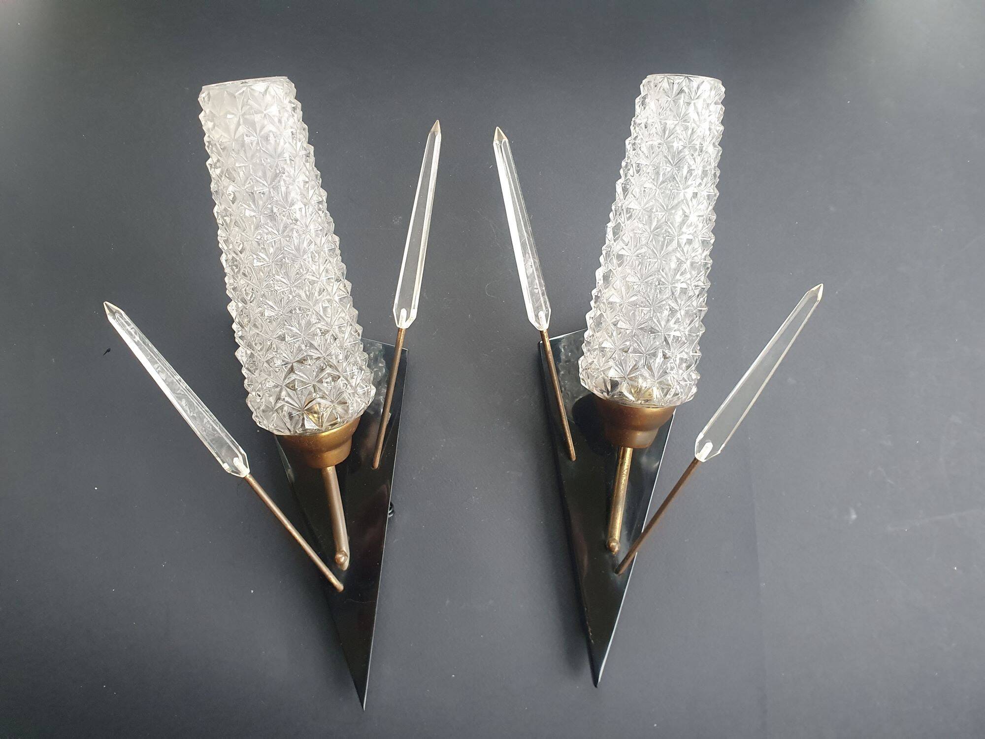 Pair of antique tulip arrow wall sconces