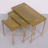 Hollywood Regency Maison Jansen style Brass nesting tables France
