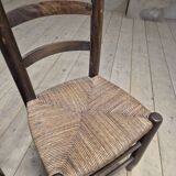Pair of rustic country mountain straw chairs, old 1950s