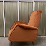 Italian armchair compass feet italy 60s reupholstered