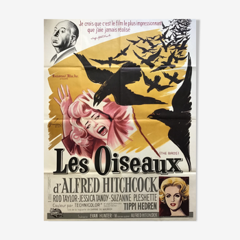 Original French cinema poster "Les Oiseaux" by Alfred Hitchcock - 120x160cm