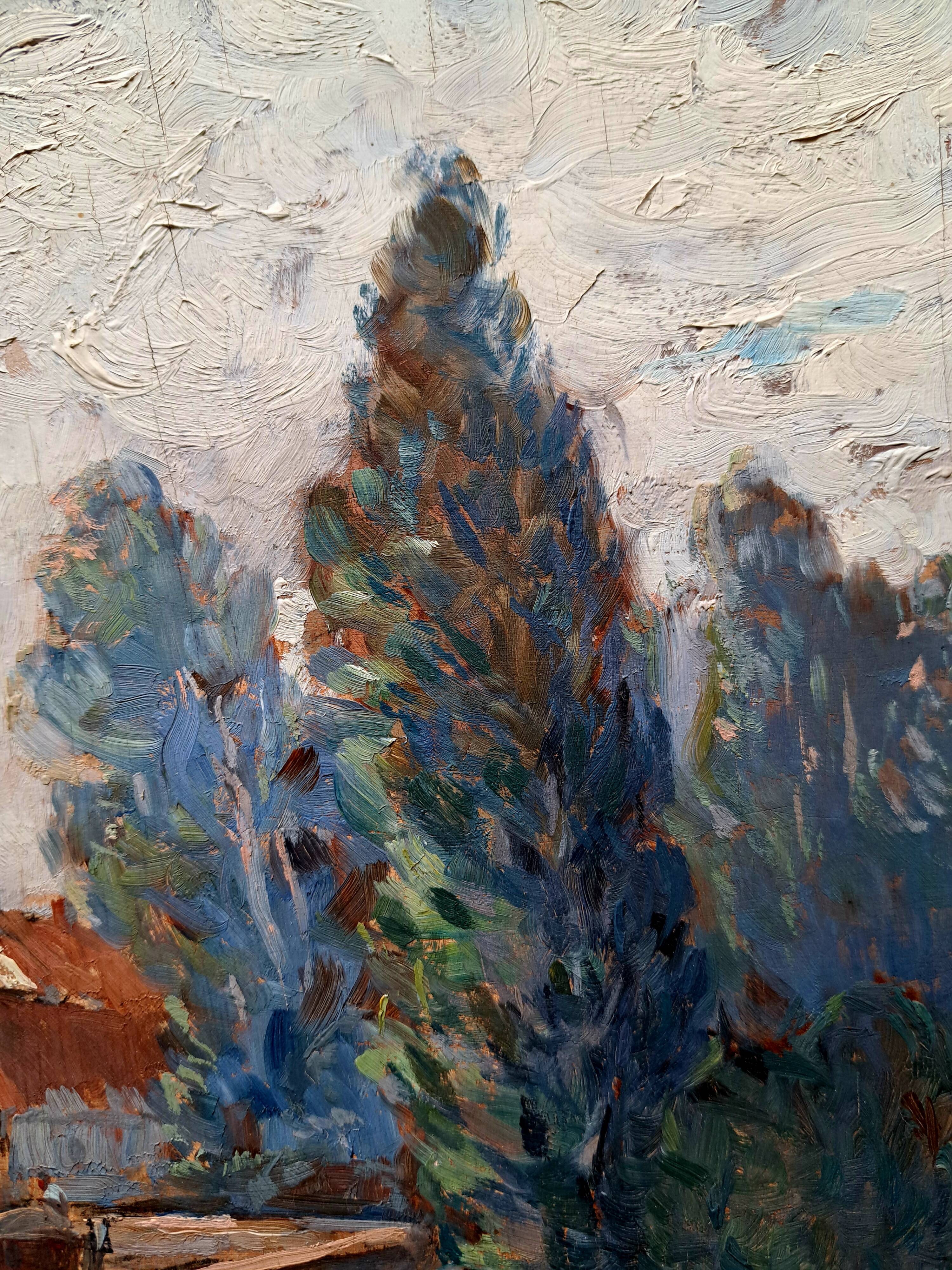 Tableau ancien huile sur panneau signé Montagney