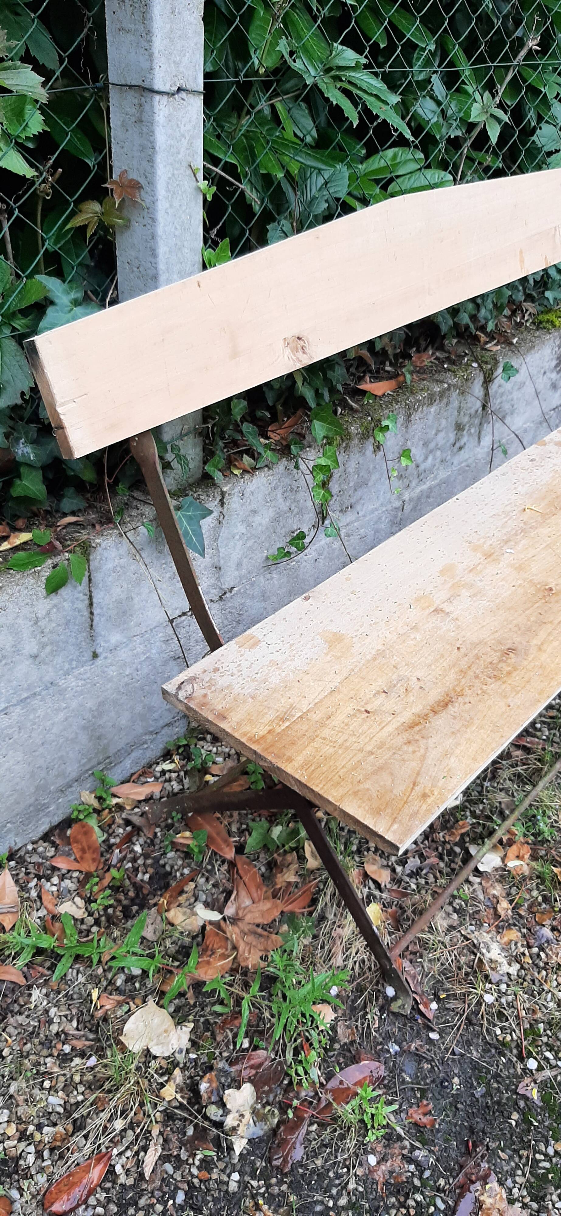 wooden and metal garden bench