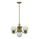 1930s Czech Art Deco Brass Chandelier with Milk Glass Globes