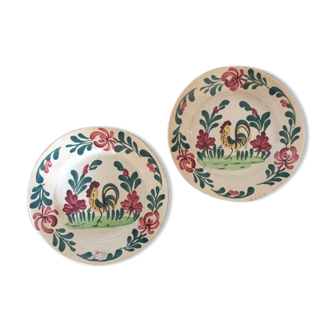Pair of rooster plates in Creil and Montereau