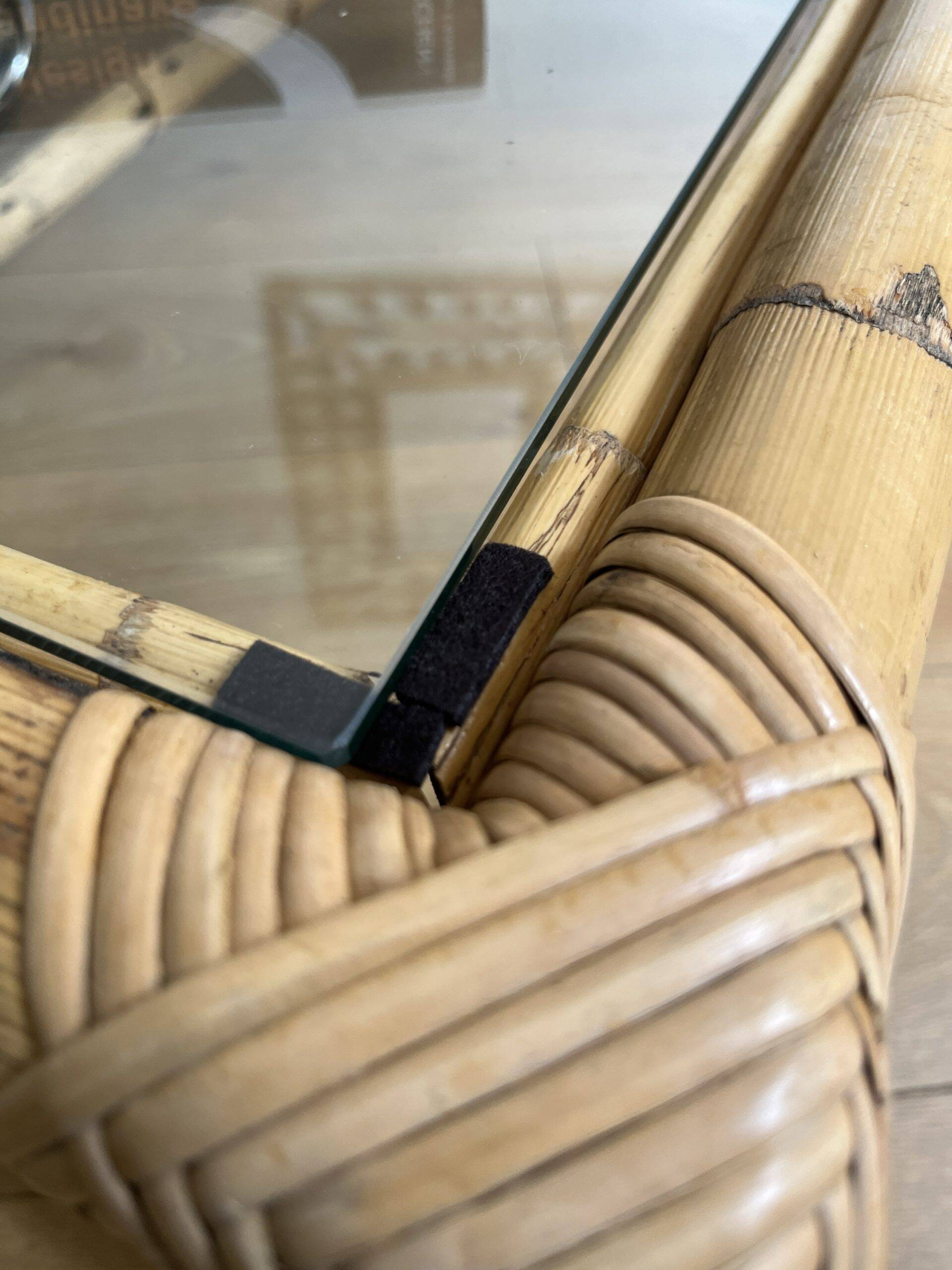 Bamboo rattan and glass coffee table