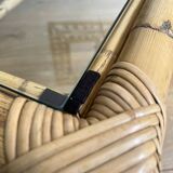 Table basse en bambou rotin et verre